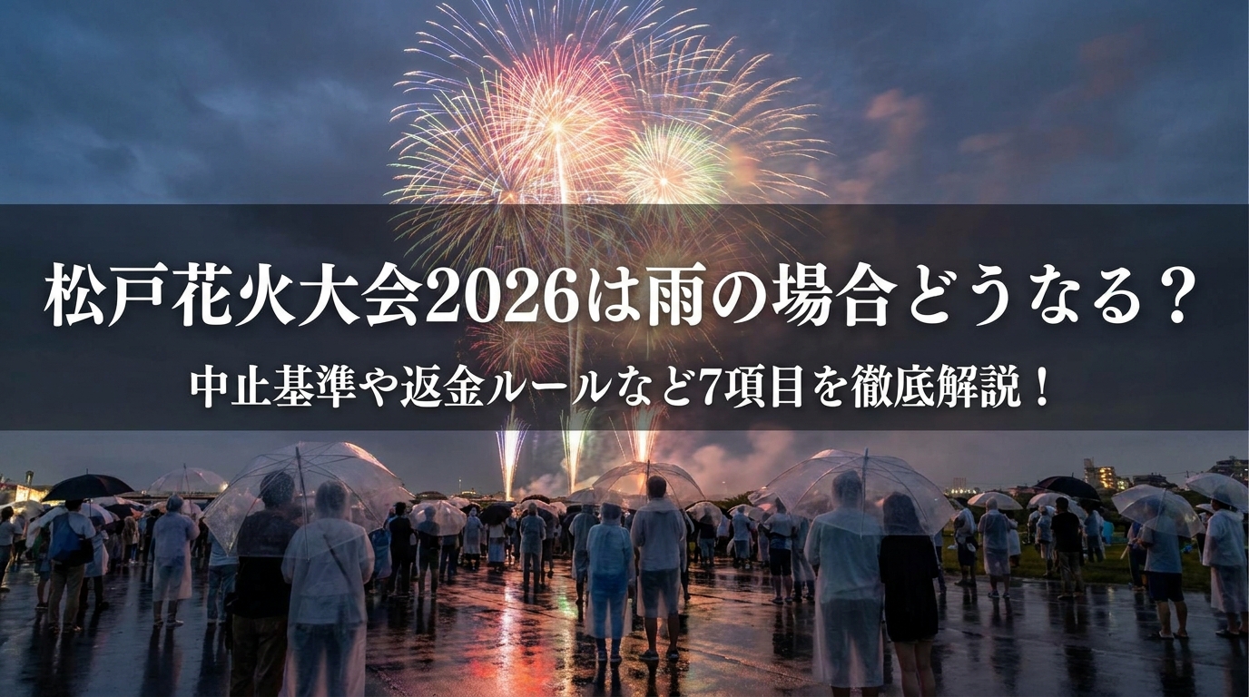 松戸花火大会2026は雨の場合どうなる?中止基準や返金ルールなど7項目を徹底解説!