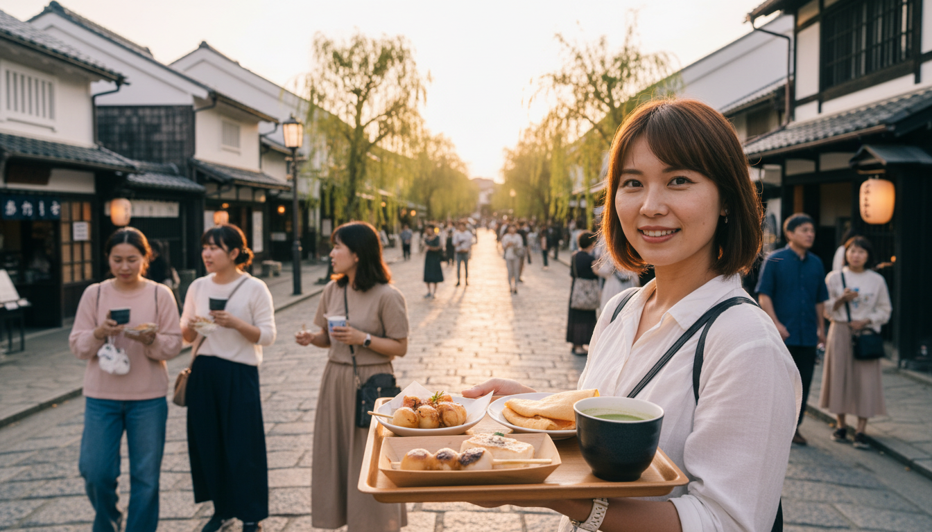 美観地区の食べ歩きは17時〜18時頃まで楽しめます