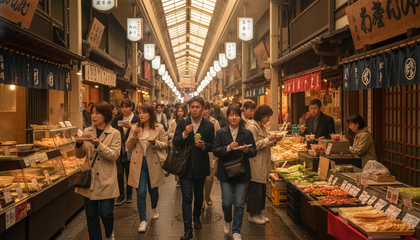 錦市場の食べ歩きは18時頃までがベスト