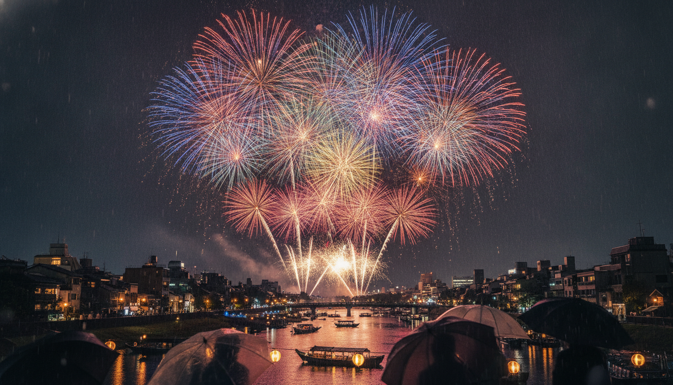 天神祭の花火2026は雨天決行!ただし荒天時は中止で順延なし
