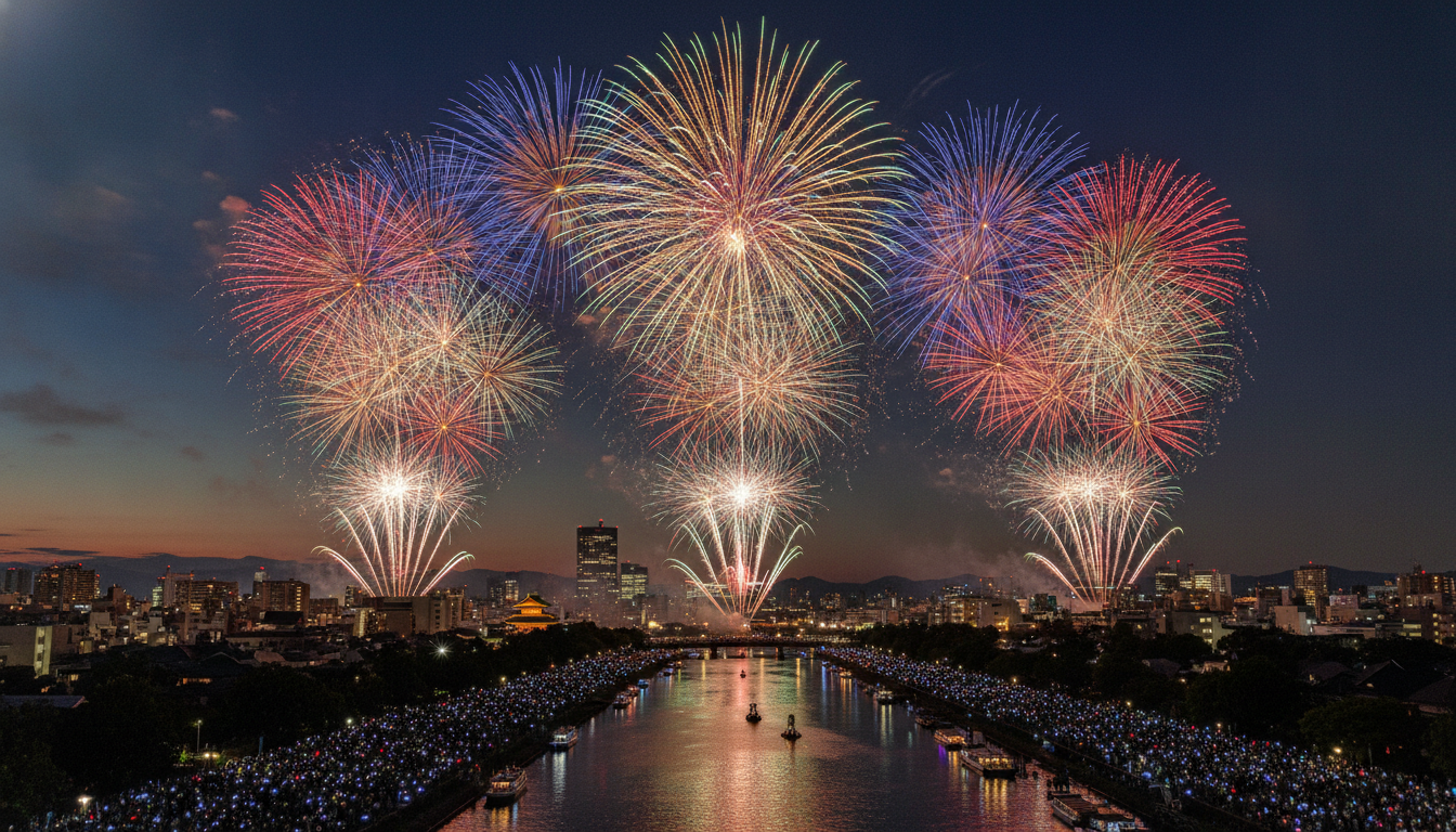 天神祭花火2026は20時50分〜21時頃に終了予定