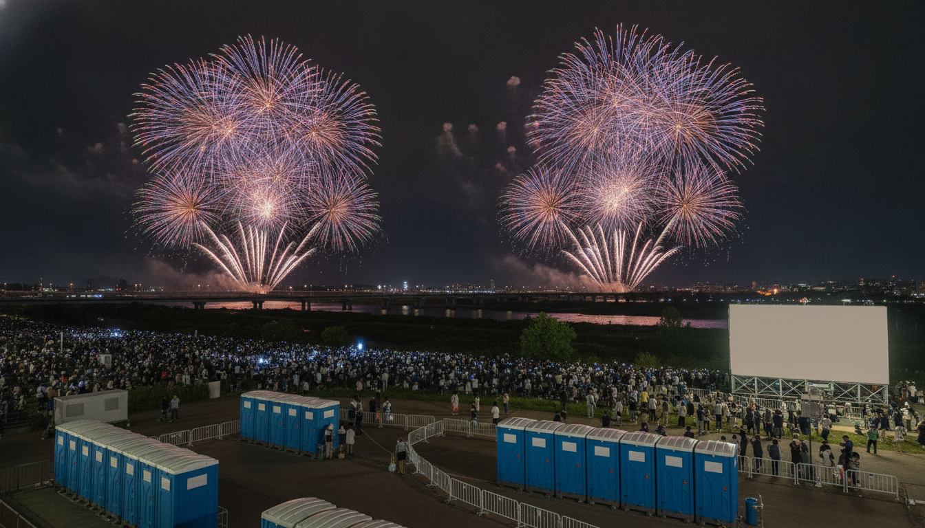 調布花火大会2026のトイレは仮設トイレのみ!事前準備が成功のカギ
