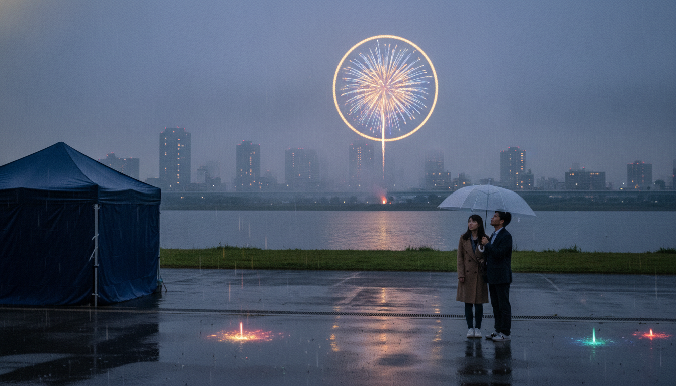 調布花火大会2026は小雨なら開催、荒天なら中止で順延なし