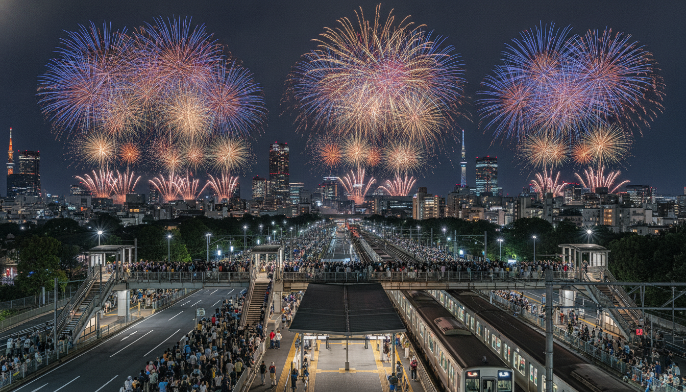 神宮外苑花火大会2026は電車混雑するが回避可能