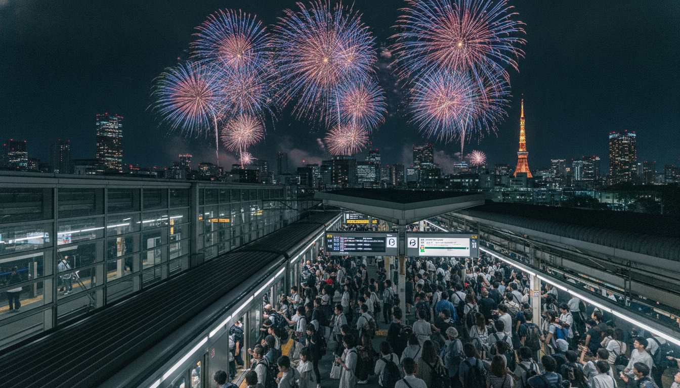 神宮外苑花火大会2026の電車混雑が避けられない理由