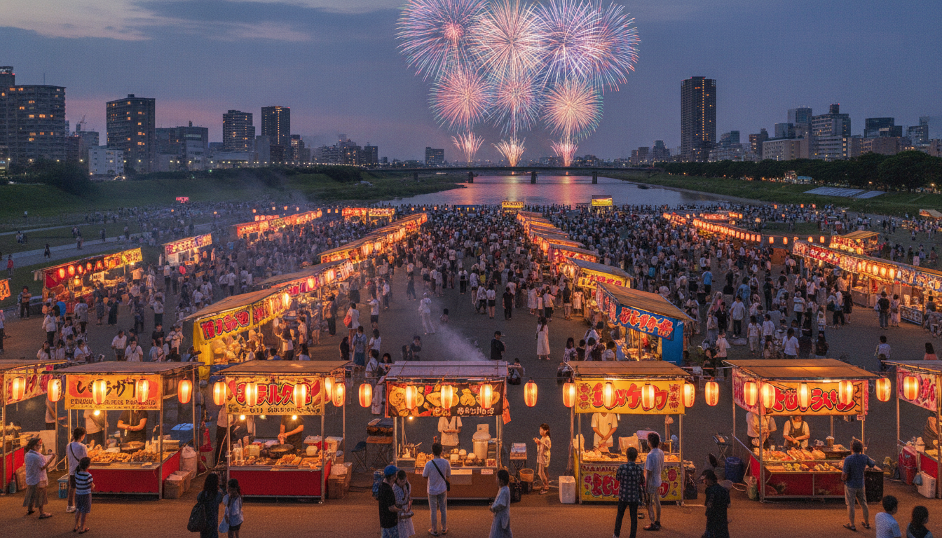 立川花火大会2026の屋台は公園内と駅周辺の2つのエリアに出店予定