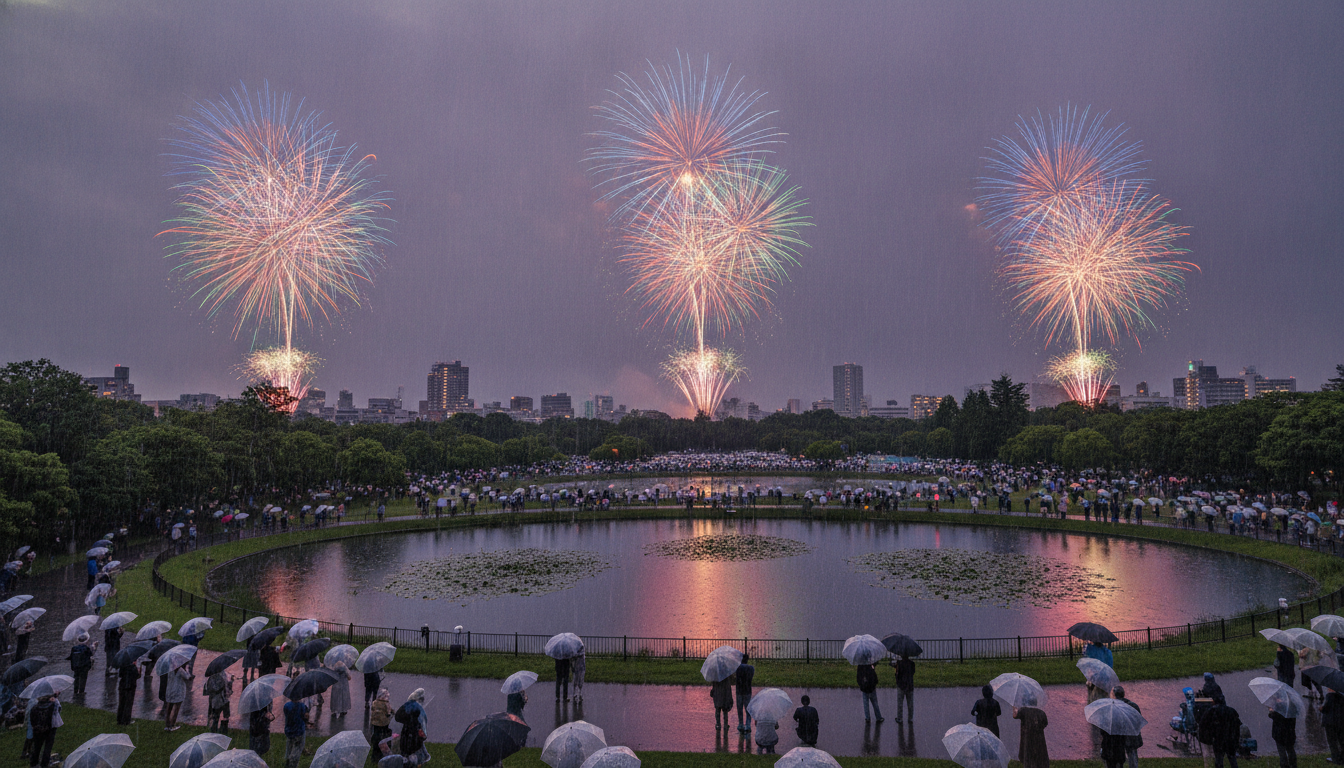 立川花火大会2026の雨天時ルールは「小雨決行・荒天中止・順延なし」
