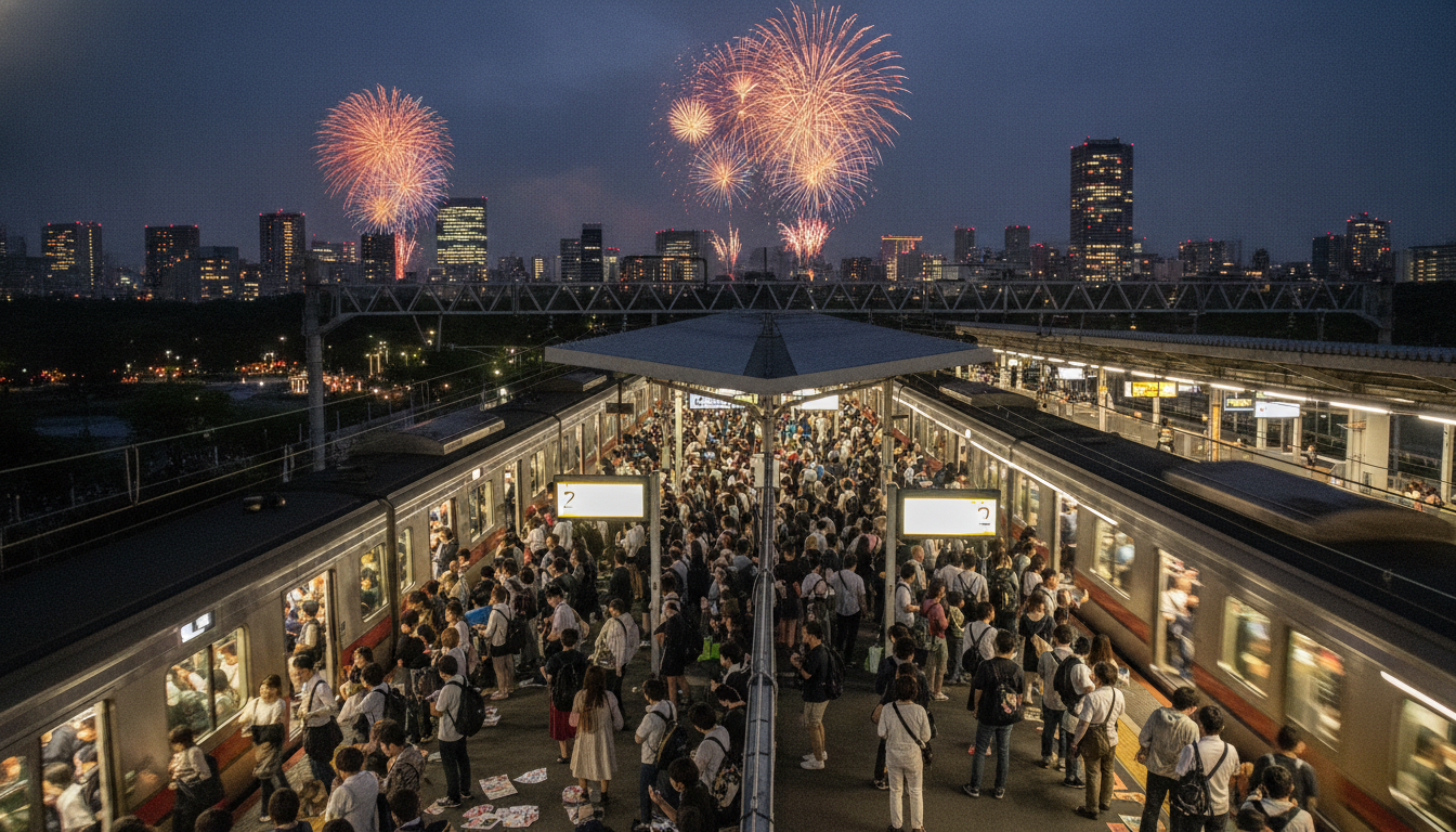 立川花火大会2026の電車混雑は「行き17時〜19時」「帰り20時〜21時半」がピーク