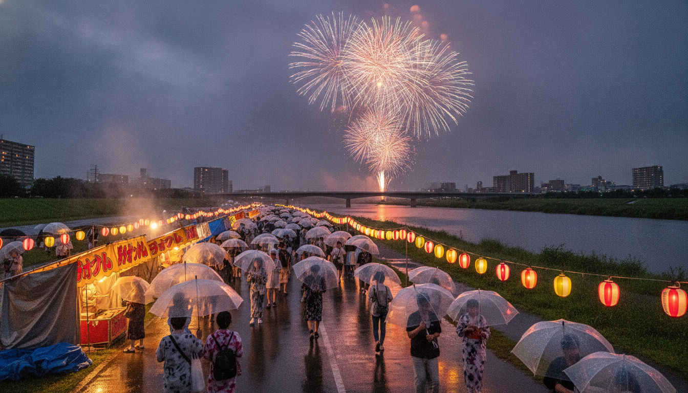 越谷花火大会2026は「小雨決行・荒天中止・順延なし」が基本ルール
