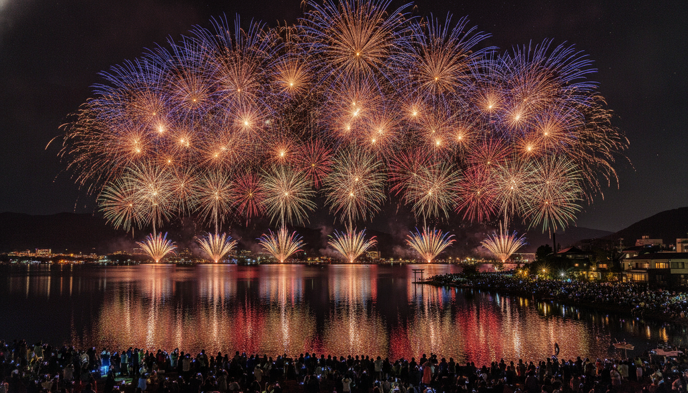 諏訪湖花火大会2026の開催時間は19時から21時まで（8月15日）
