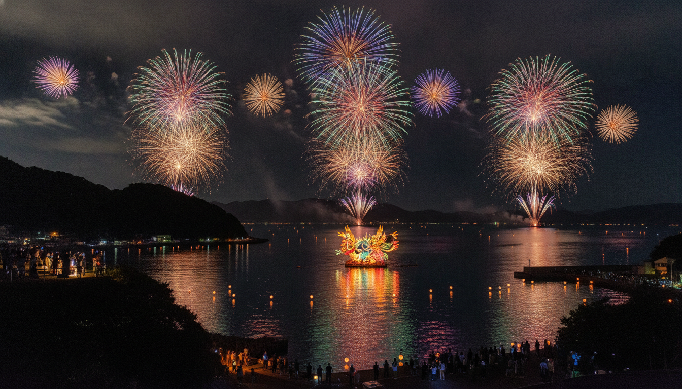 きほく燈籠祭2026の花火は長島港周辺と周辺の穴場7か所から楽しめる