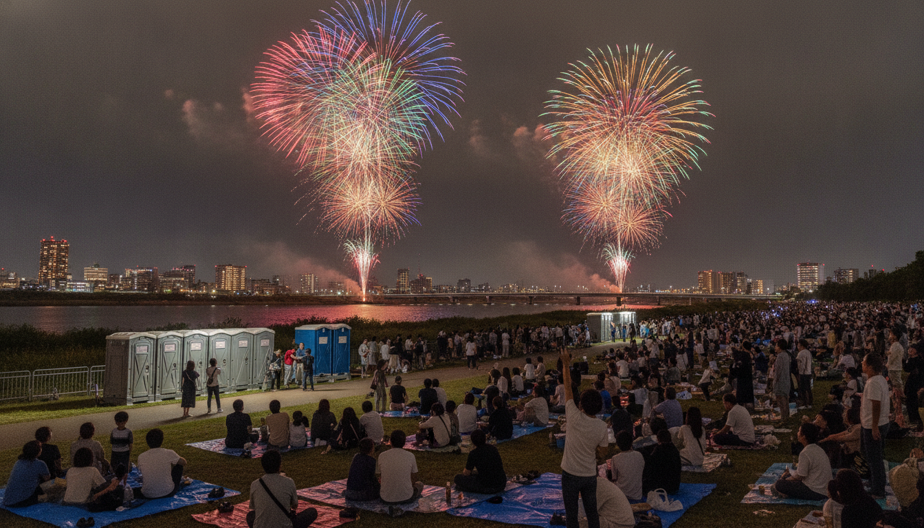松戸花火大会2026のトイレは仮設が多数設置されるものの時間帯によっては混雑必至