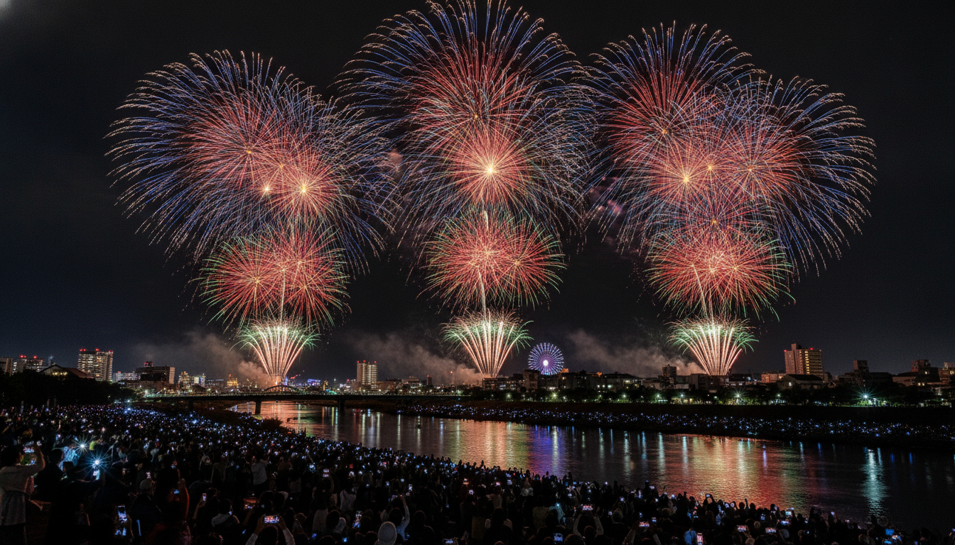 前橋花火大会2026の花火は20時10分頃まで打ち上げ予定