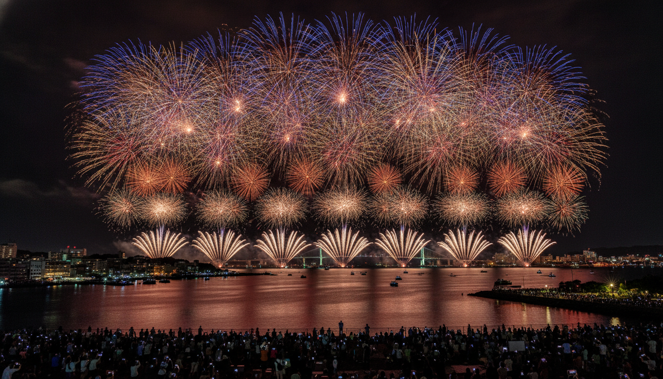 おんまく花火2026の終了時間は20:55ごろ