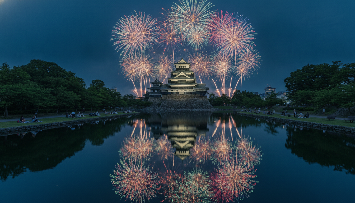 おんまく花火2026の穴場は今治城南堀付近が王道でおすすめ