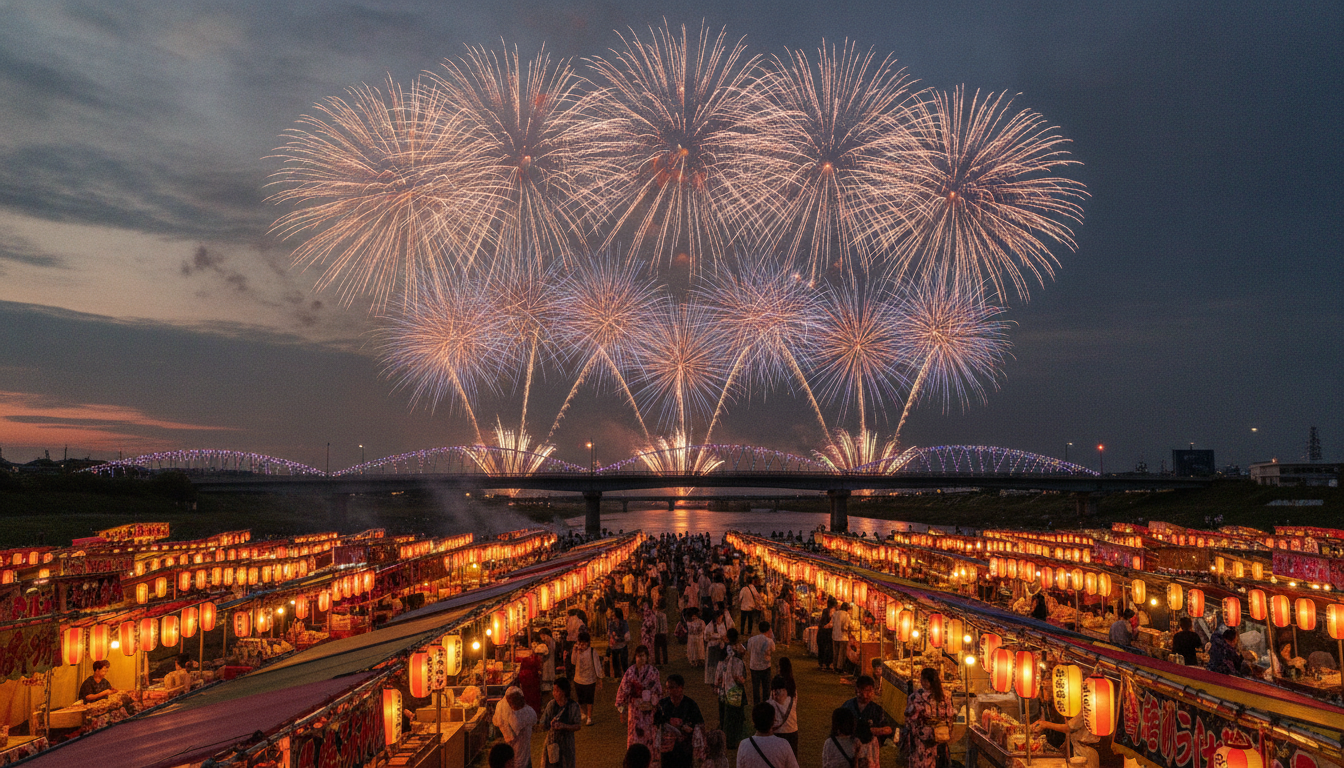 吉野川花火大会2026の屋台は14時から21時まで約100店が営業