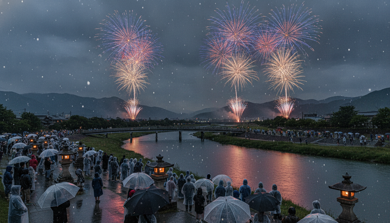 吉野川花火大会2026の雨天時対応は「小雨決行・荒天中止・順延なし」