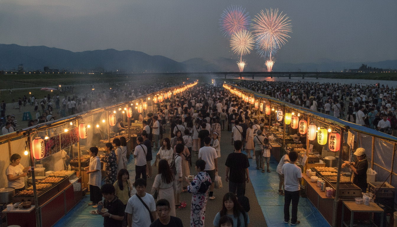 赤川花火大会2026の屋台は会場内限定エリアに約50店舗が出店予定